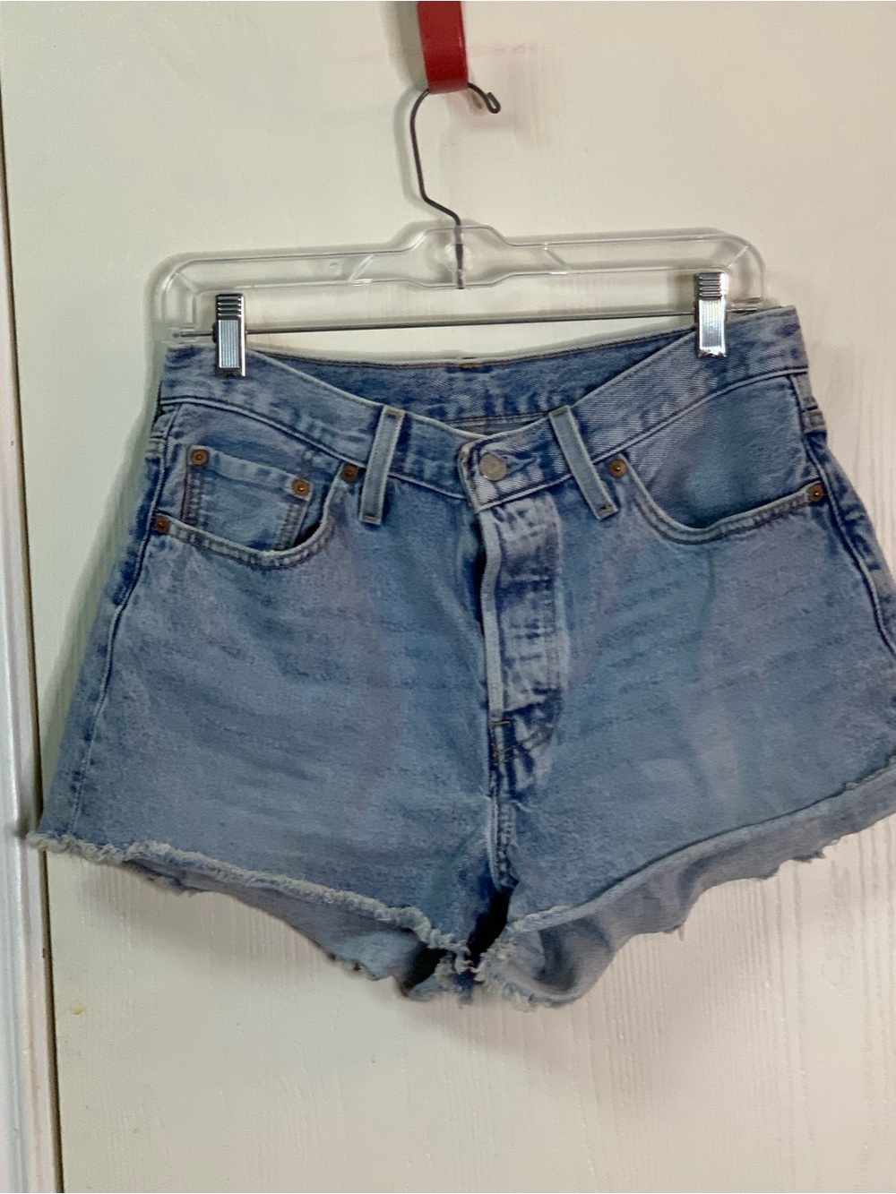 Levi's 501 Light Blue Distressed Jean Denim Shorts sz W29